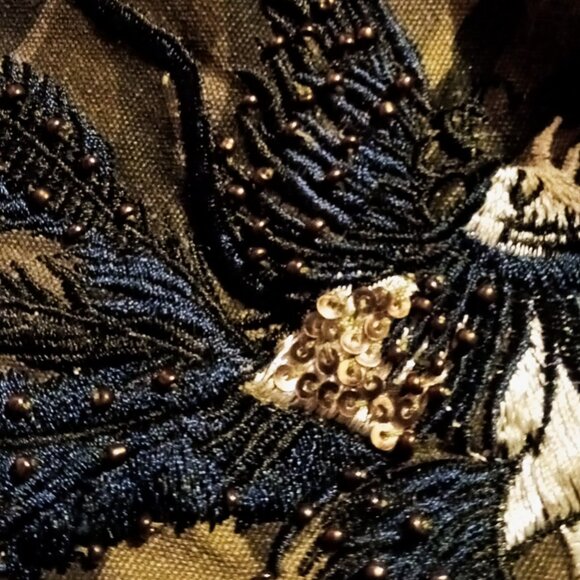 Morbid Threads Denim Military Jacket Embroidery Beaded Camouflage Women's XL - Picture 14 of 16